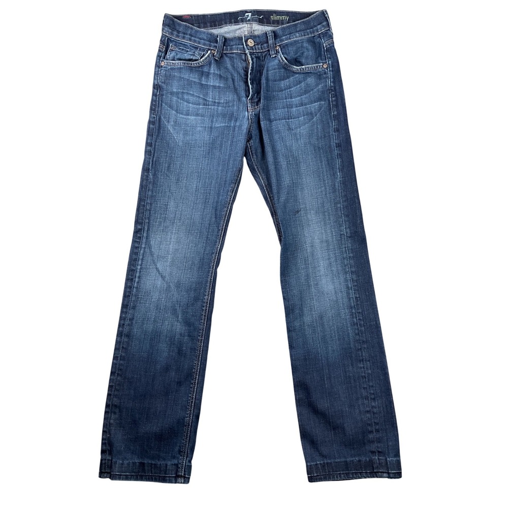 7 For All Mankind Slimmy Jeans Mens 29 Blue Excellent Slim Straight Stretch